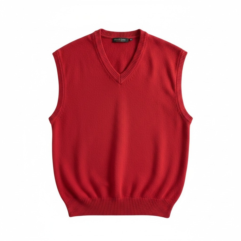 Jos. A. Bank Sweater Vest Men XL Red Merino Wool V-Neck Signature Collection